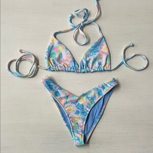 Frankie's Bikinis Floral Bikini - Blue and Pink